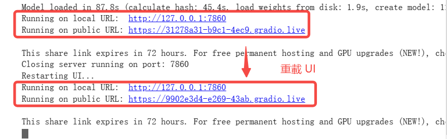 Restarting Gradio interface